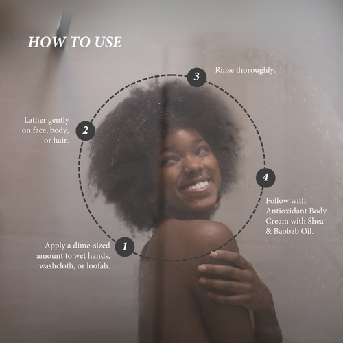 African Black Soap Body Wash with Colloidal Oatmeal for Dry & Sensitive Skin